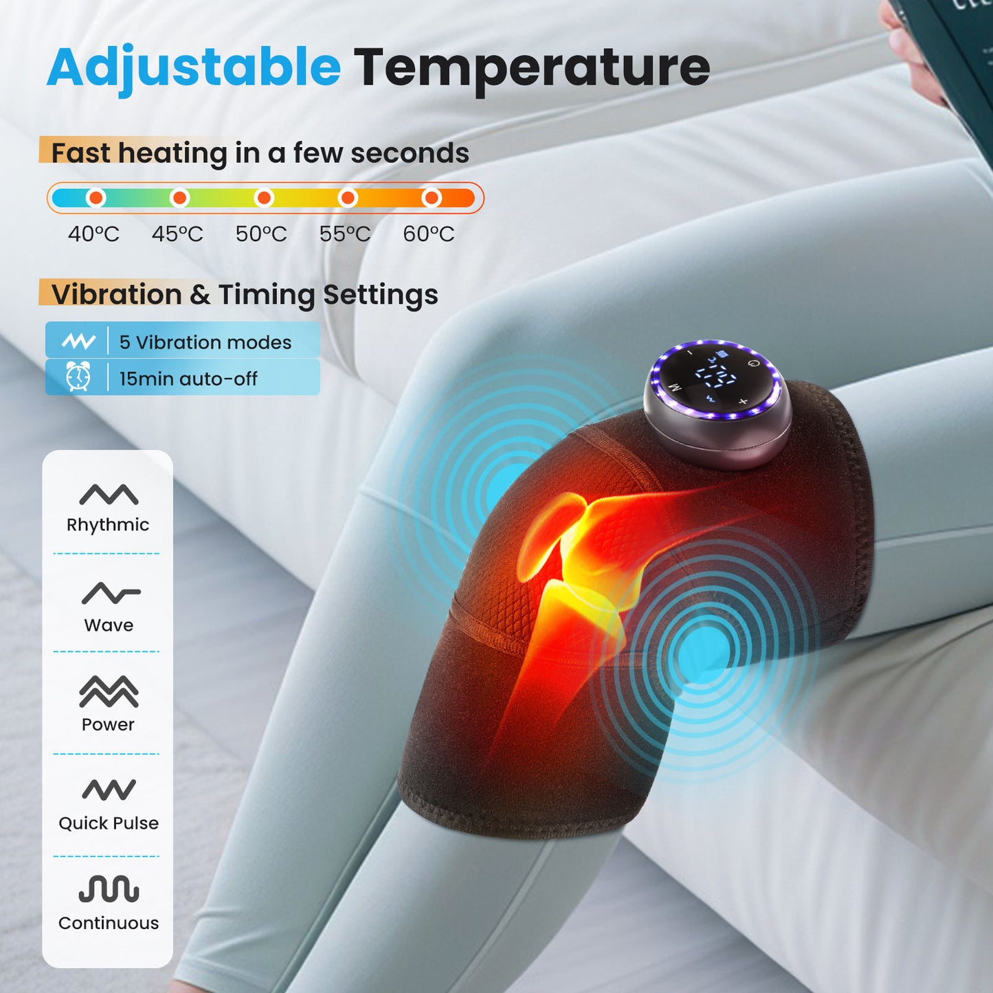 Cordless Heated Knee Massager for Arthritis - Multi-Use Effective Shoulder Elbow Knee Wrap