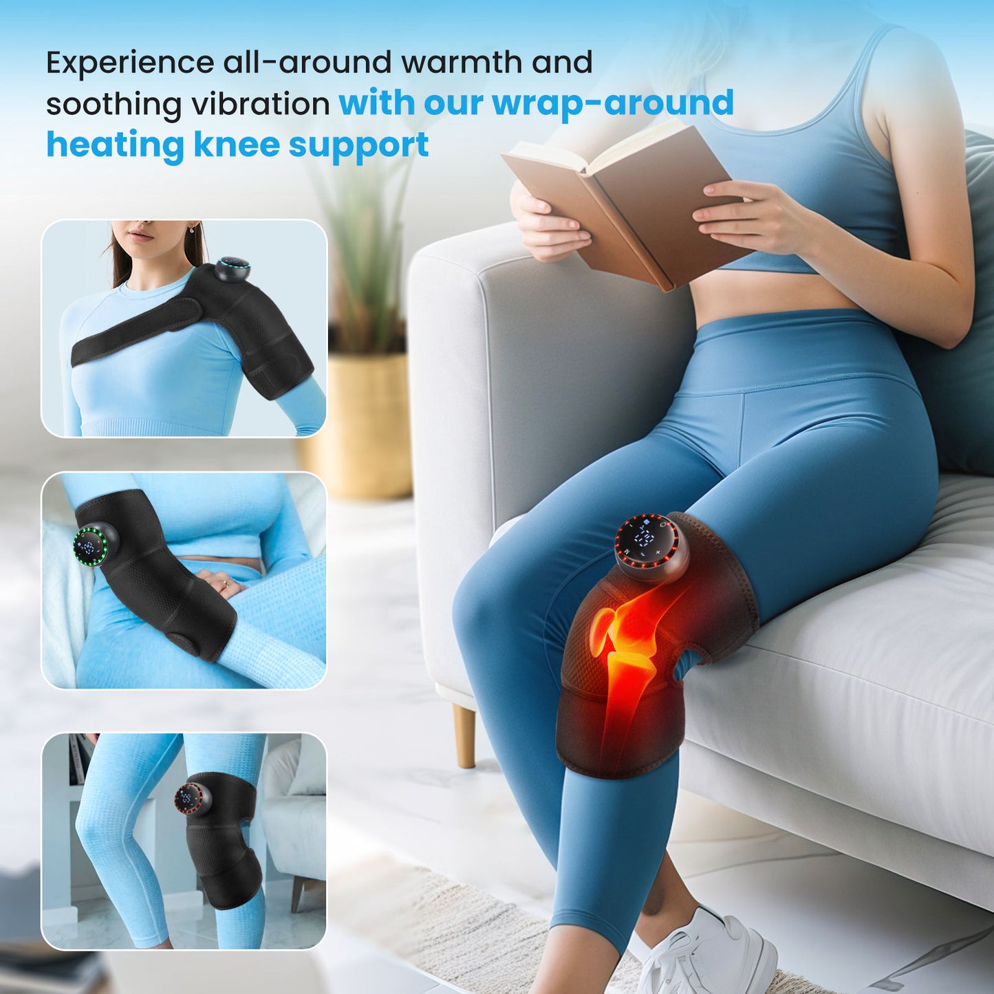 Cordless Heated Knee Massager for Arthritis - Multi-Use Effective Shoulder Elbow Knee Wrap