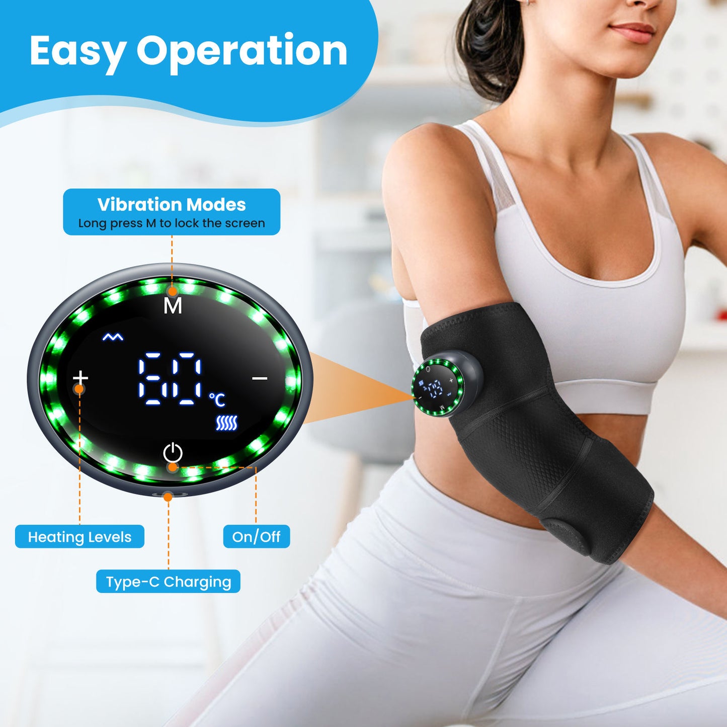 Cordless Heated Knee Massager for Arthritis - Multi-Use Effective Shoulder Elbow Knee Wrap